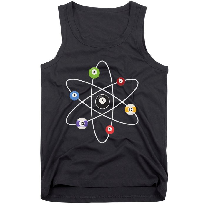 Cue Ball Atoms Billiard Lover Pool Player Game Sports Tank Top