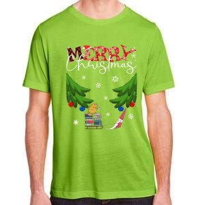 Cat Books And Coffee Funny Gnome And Christmas Tree 1970s Family Great Gift Adult ChromaSoft Performance T-Shirt