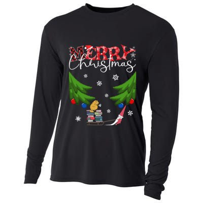 Cat Books And Coffee Funny Gnome And Christmas Tree 1970s Family Great Gift Cooling Performance Long Sleeve Crew