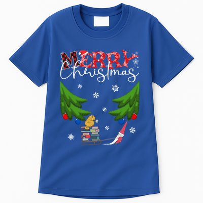 Cat Books And Coffee Funny Gnome And Christmas Tree 1970s Family Great Gift Tall T-Shirt