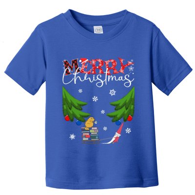 Cat Books And Coffee Funny Gnome And Christmas Tree 1970s Family Great Gift Toddler T-Shirt