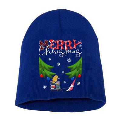 Cat Books And Coffee Funny Gnome And Christmas Tree 1970s Family Great Gift Short Acrylic Beanie