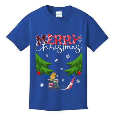 Cat Books And Coffee Funny Gnome And Christmas Tree 1970s Family Great Gift Kids T-Shirt
