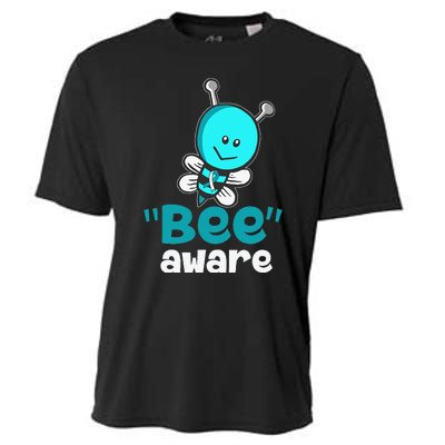 Cute Bee Aware Cervical Cancer Awareness Ribbon Gifts Cooling Performance Crew T-Shirt