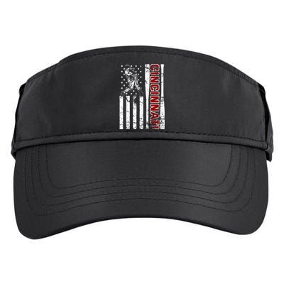 Cincinnati Baseball American Flag Vintage Baseball Fans Adult Drive Performance Visor