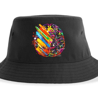 Colorful Brain Art Teacher Artist Painter Student Sustainable Bucket Hat