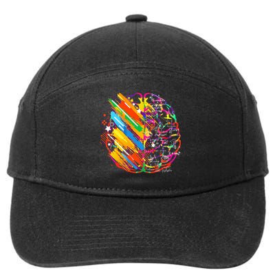 Colorful Brain Art Teacher Artist Painter Student 7-Panel Snapback Hat