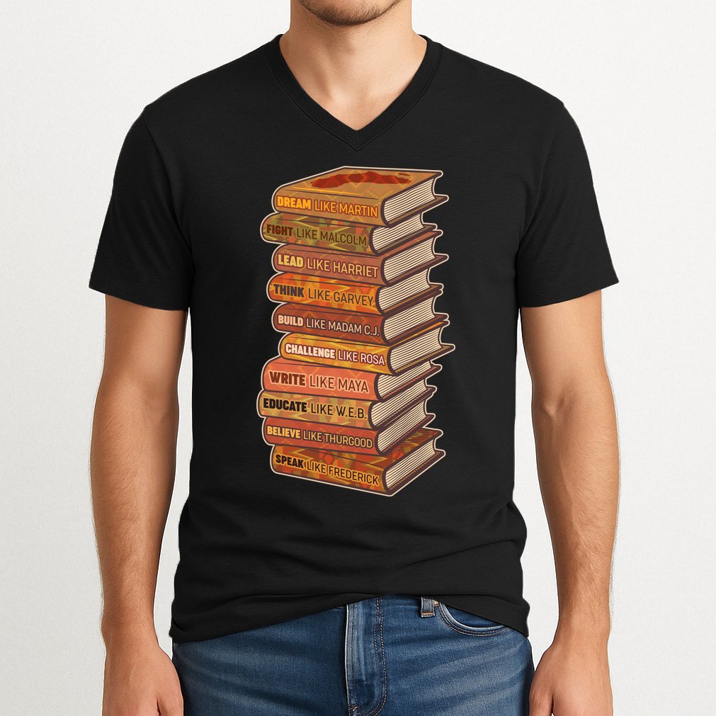 Celebrate Black African American History Figures Books V-Neck T-Shirt