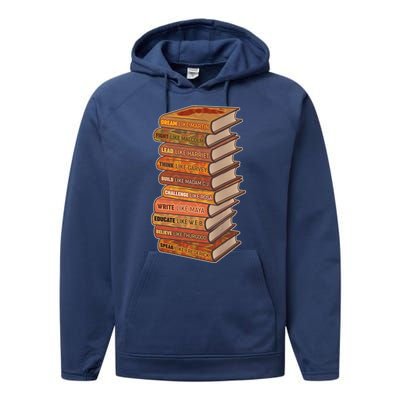 Celebrate Black African American History Figures Books Performance Fleece Hoodie