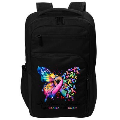 Cancer Butterfly All Ribbon We Believe In Miracles Cancer Awareness Month Impact Tech Backpack
