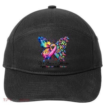 Cancer Butterfly All Ribbon We Believe In Miracles Cancer Awareness Month 7-Panel Snapback Hat