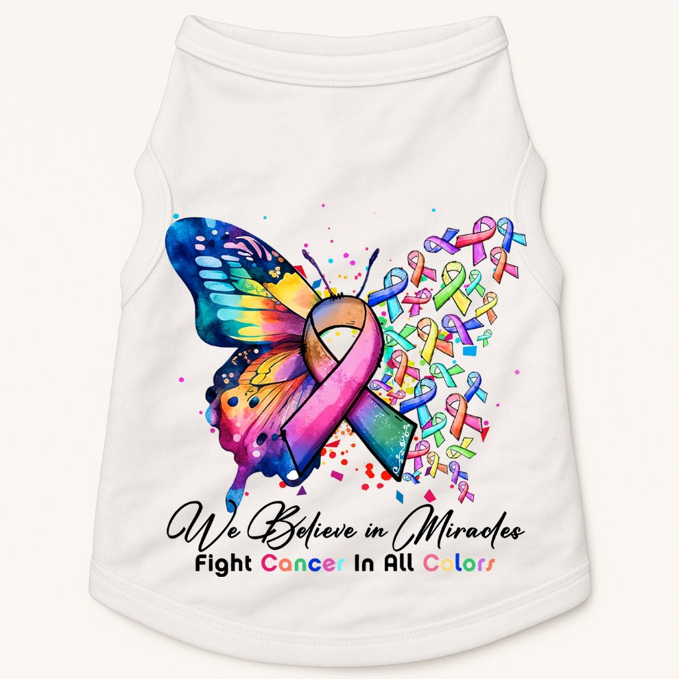 Cancer Butterfly All Ribbon We Believe In Miracles Cancer Awareness Month Doggie Tank