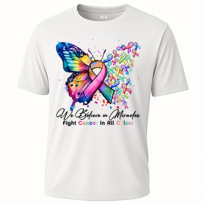 Cancer Butterfly All Ribbon We Believe In Miracles Cancer Awareness Month Performance Shirt