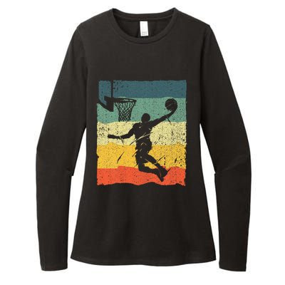 Cool Basketball Art Vintage Basketball Player Womens CVC Long Sleeve Shirt