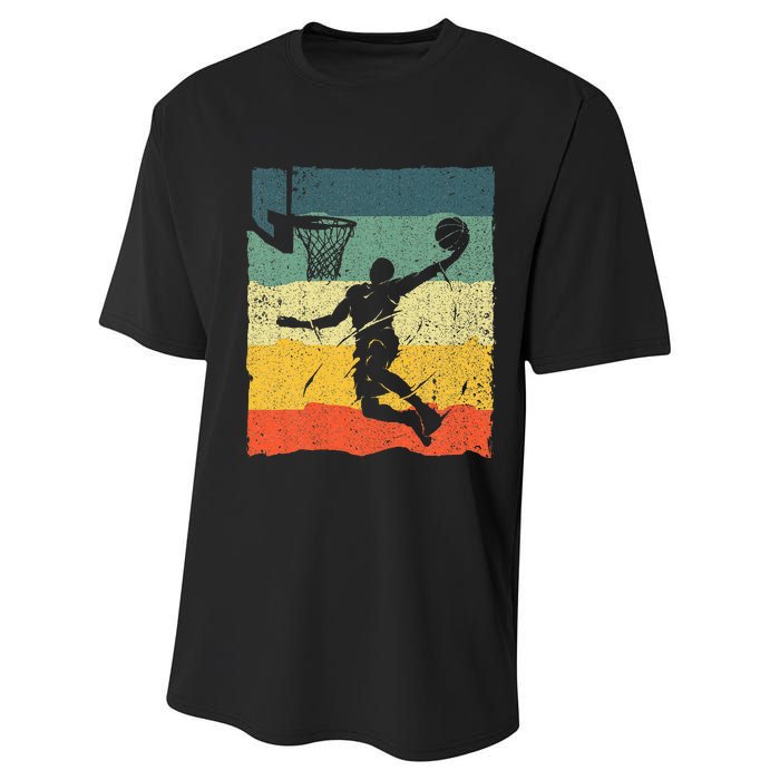 Cool Basketball Art Vintage Basketball Player Performance Sprint T-Shirt