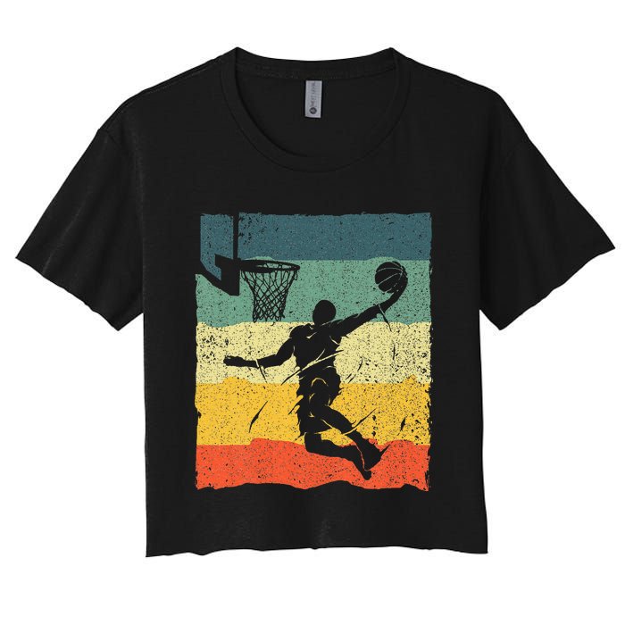 Cool Basketball Art Vintage Basketball Player Women's Crop Top Tee