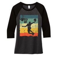 Cool Basketball Art Vintage Basketball Player Women's Tri-Blend 3/4-Sleeve Raglan Shirt