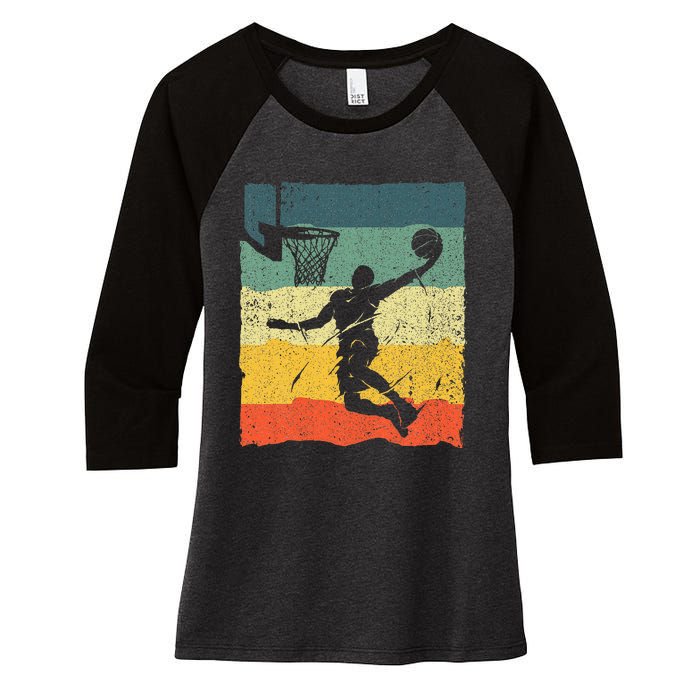 Cool Basketball Art Vintage Basketball Player Women's Tri-Blend 3/4-Sleeve Raglan Shirt