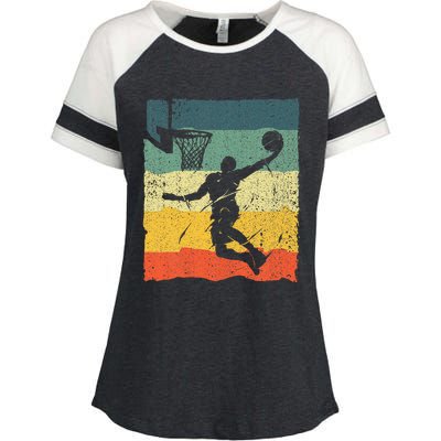 Cool Basketball Art Vintage Basketball Player Enza Ladies Jersey Colorblock Tee