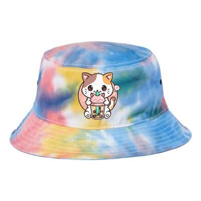 Cat Boba Anime Bubble Tea Neko Kawaii Tie Dye Newport Bucket Hat