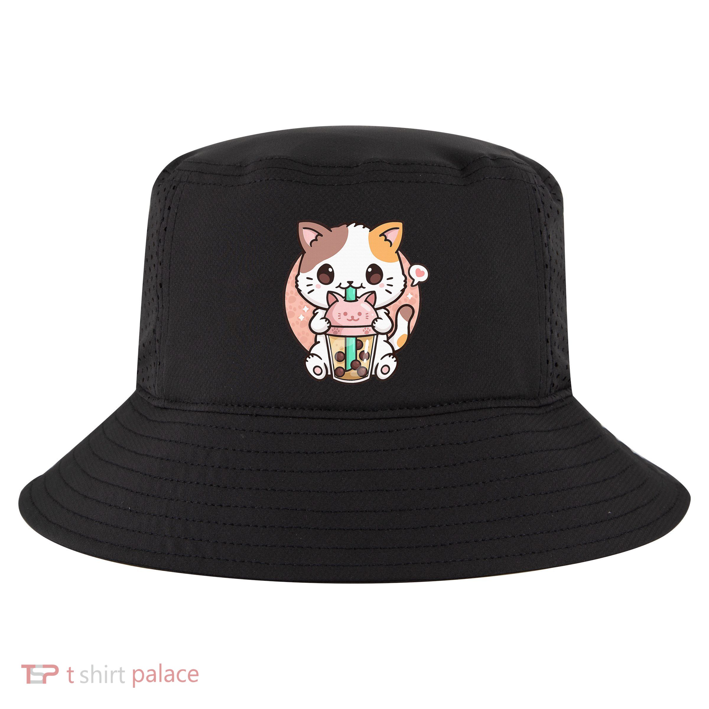 Cat Boba Anime Bubble Tea Neko Kawaii Cool Comfort Performance Bucket Hat
