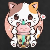 Cat Boba Anime Bubble Tea Neko Kawaii 7 Panel Mesh Trucker Snapback Hat