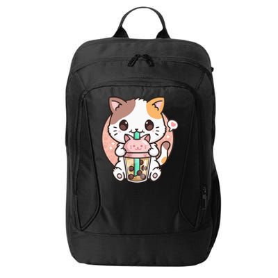 Cat Boba Anime Bubble Tea Neko Kawaii City Backpack