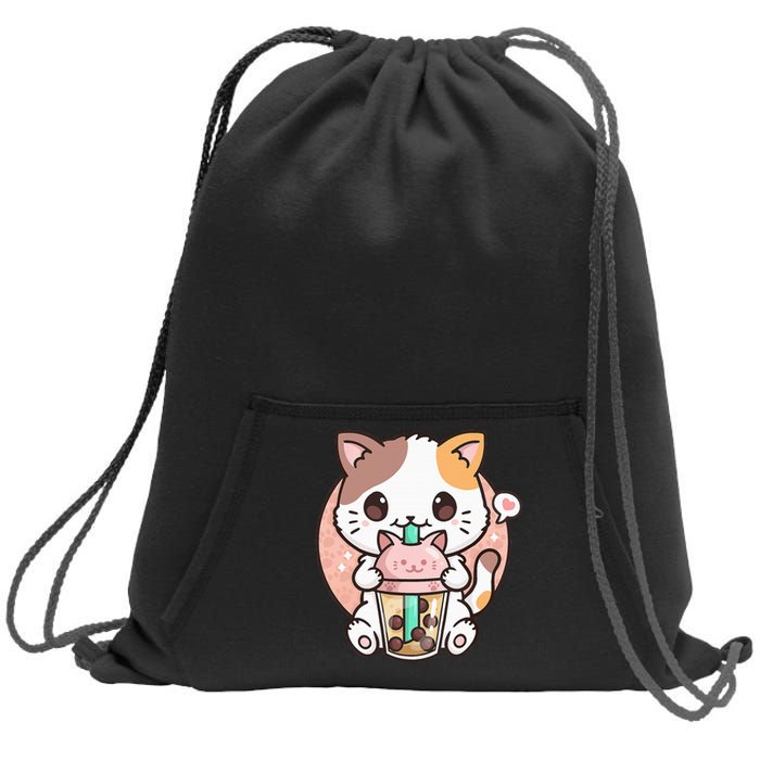 Cat Boba Anime Bubble Tea Neko Kawaii Sweatshirt Cinch Pack Bag