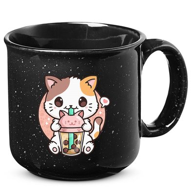 Cat Boba Anime Bubble Tea Neko Kawaii 15oz Campfire Ceramic Mug