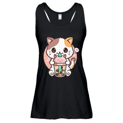 Cat Boba Anime Bubble Tea Neko Kawaii Ladies Essential Flowy Tank
