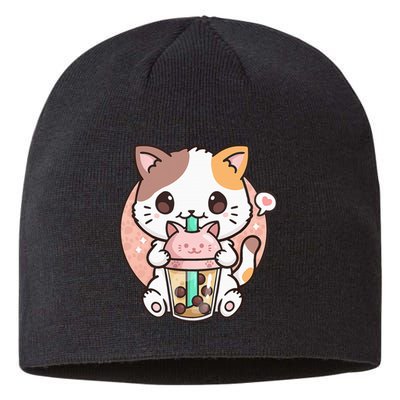 Cat Boba Anime Bubble Tea Neko Kawaii Sustainable Beanie