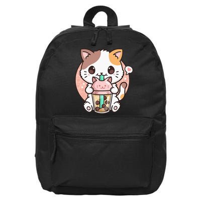 Cat Boba Anime Bubble Tea Neko Kawaii 16 in Basic Backpack