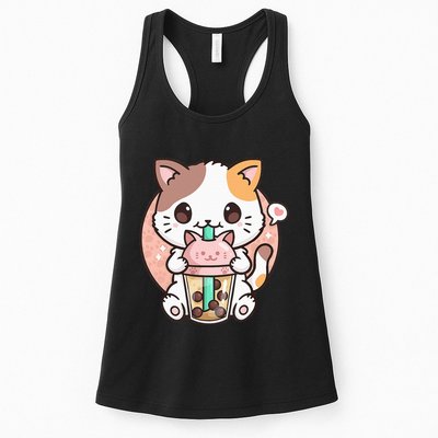Cat Boba Anime Bubble Tea Neko Kawaii Womens Tank Top