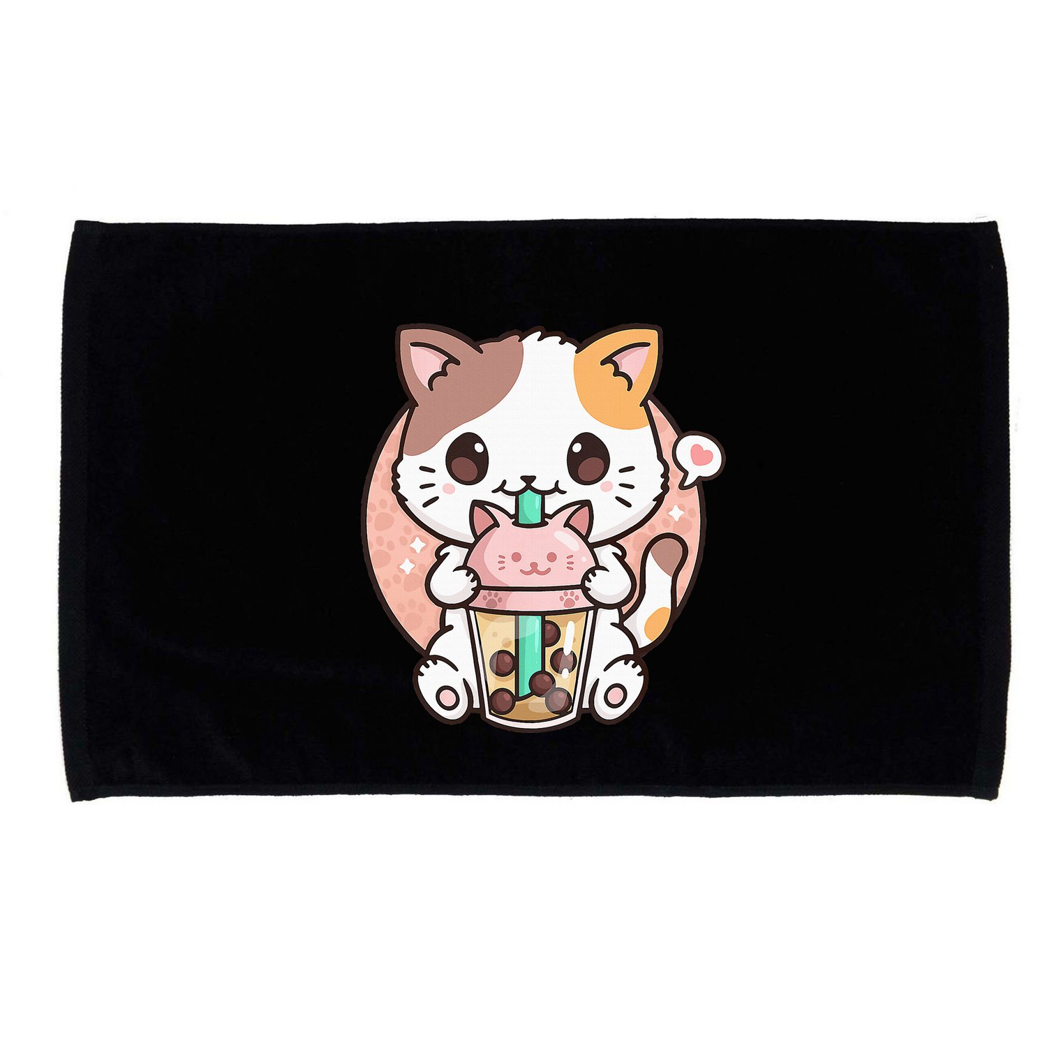 Cat Boba Anime Bubble Tea Neko Kawaii Microfiber Hand Towel