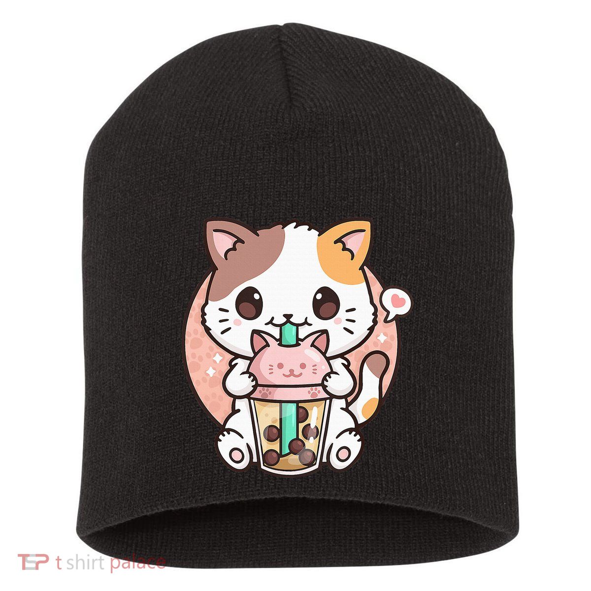Cat Boba Anime Bubble Tea Neko Kawaii Short Acrylic Beanie
