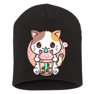 Cat Boba Anime Bubble Tea Neko Kawaii Short Acrylic Beanie