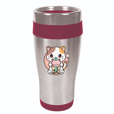 Cat Boba Anime Bubble Tea Neko Kawaii 16oz Travel Tumbler