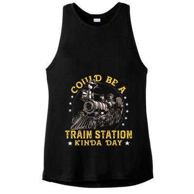 Could Be A Train Station Kinda Day Ladies PosiCharge Tri-Blend Wicking Tank