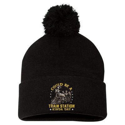 Could Be A Train Station Kinda Day Pom Pom 12in Knit Beanie