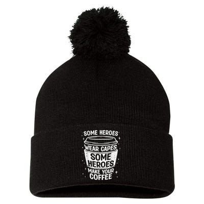 Cool Barista Art For Men Women Cappucino Cup Espresso Lovers Pom Pom 12in Knit Beanie