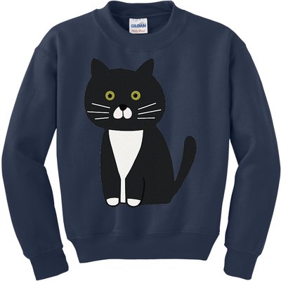 Cute Black And White Tuxedo Cat Kids Sweatshirt