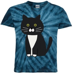 Cute Black And White Tuxedo Cat Kids Tie-Dye T-Shirt