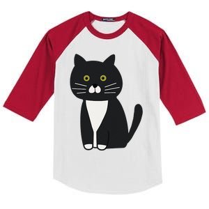 Cute Black And White Tuxedo Cat Kids Colorblock Raglan Jersey