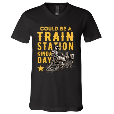 Could Be A Train Station Kinda Day V-Neck T-Shirt