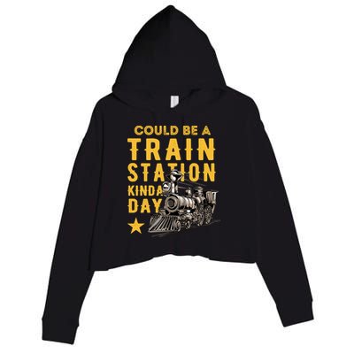 Could Be A Train Station Kinda Day Crop Fleece Hoodie