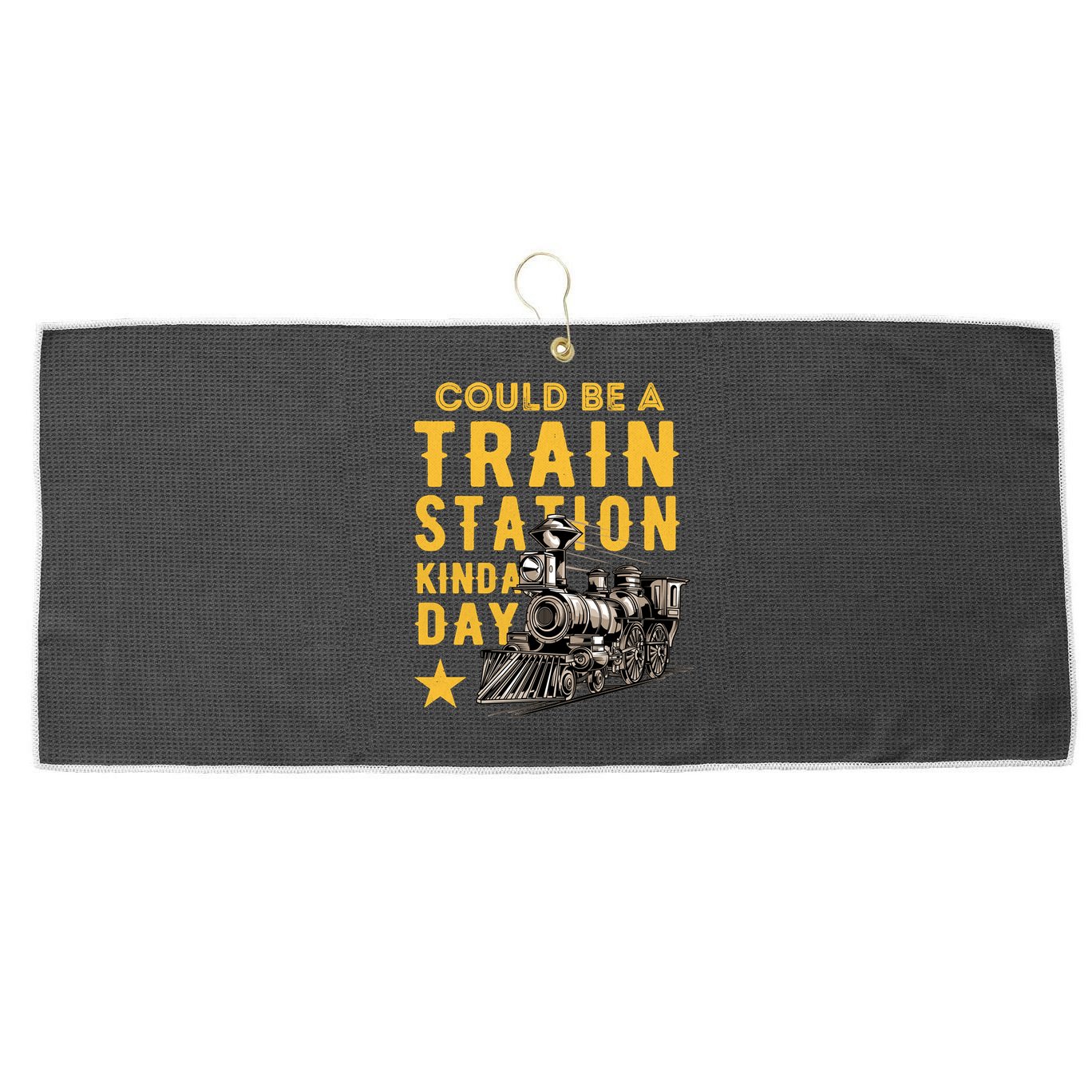 Could Be A Train Station Kinda Day Large Microfiber Waffle Golf Towel