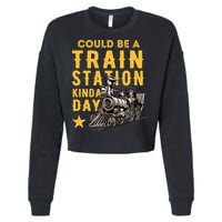 Could Be A Train Station Kinda Day Cropped Pullover Crew