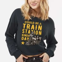 Could Be A Train Station Kinda Day Cropped Pullover Crew