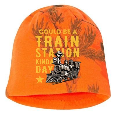 Could Be A Train Station Kinda Day Kati - Camo Knit Beanie