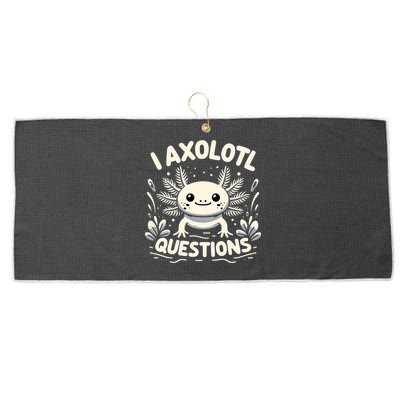 Cute Blue Axolotl Kawaii Funny I Axolotl Questions Large Microfiber Waffle Golf Towel